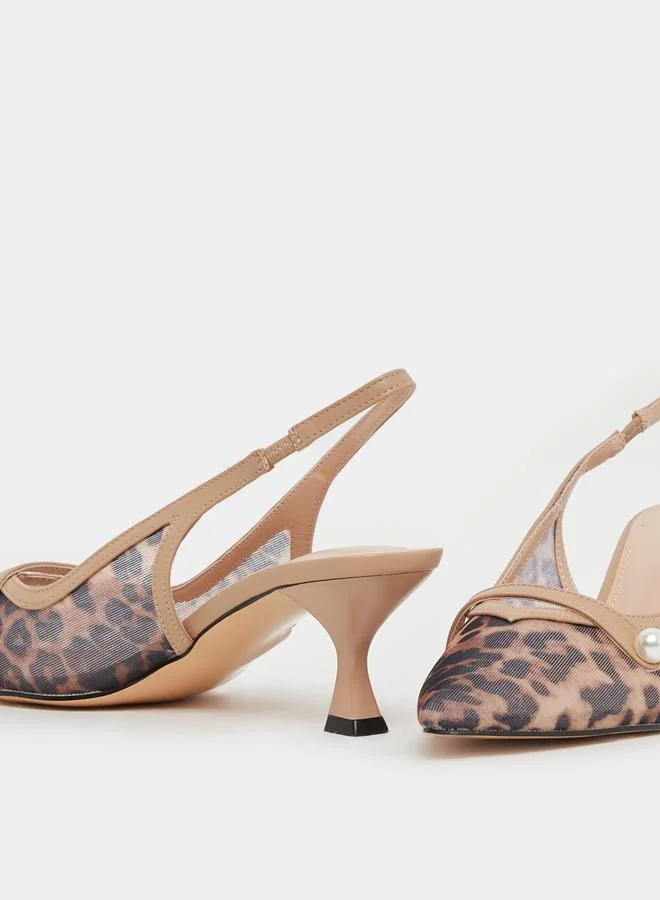 Styli Styli Leopard Print Slingback Sandals