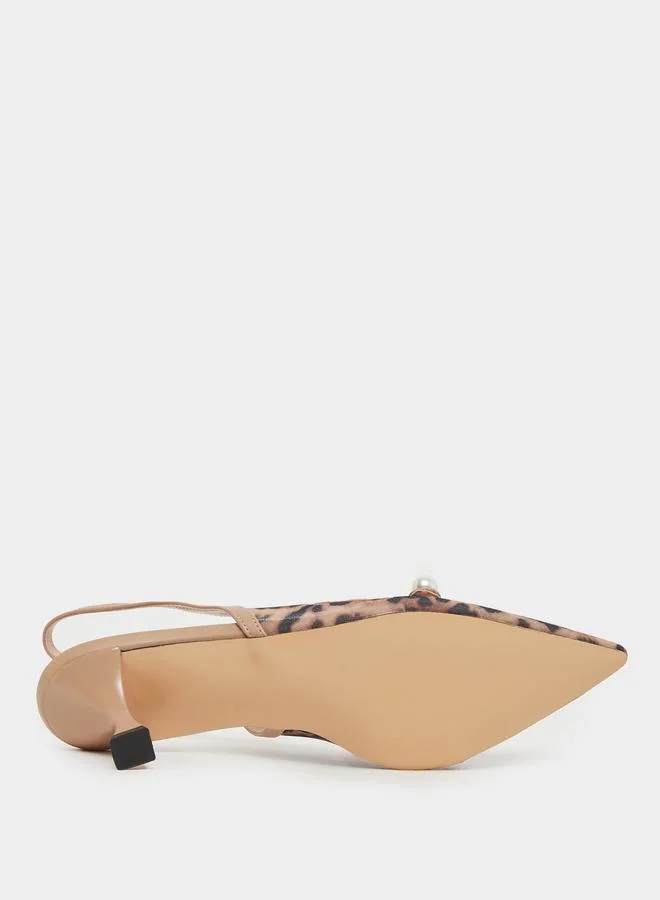 Styli Styli Leopard Print Slingback Sandals