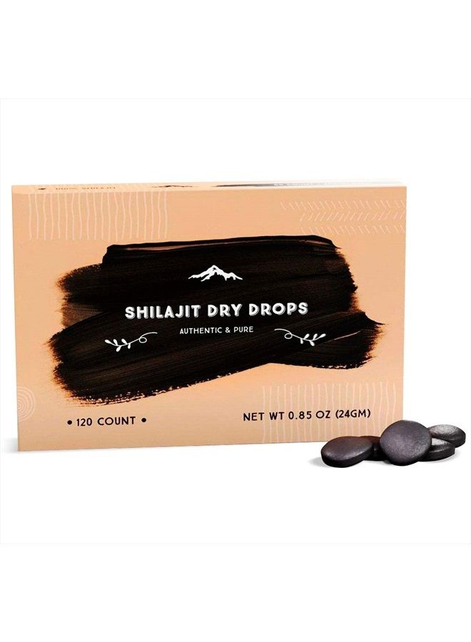 Pure Himalayan Shilajit قطرات شيلاجيت الجافة - 120 قطعة، غنية بحمض الفولفيك الطبيعي، شيلاجيت سيبيري أصلي، نقي بنسبة 100%، مركب من المعادن النادرة - Image 1