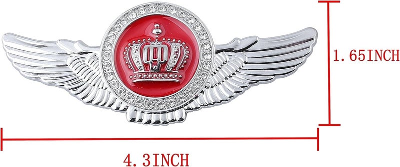 OAN Winged King Crown Emblem Sticker for All Cars, Bikes, Metal (Silver with Red) Size: 11cm x 4.5cm x 2mm - Image 5