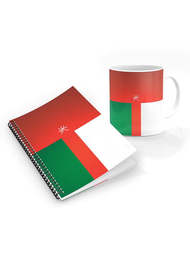 Stylizedd Designer Printed Coffee Mug + A5 Spiral Notebook Memo Notepad Journal Personalised Combo Gift Set Flag of Oman 