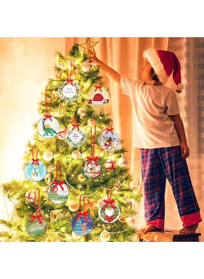Cludoo 4 Inch Acrylic Ornaments Blanks, 30pcs Clear Round Acrylic Ornament Blanks, Acrylic Circle Disc Ornament Blanks with Hole for Vinyl, Christmas Decor, Engraving, Painting, and DIY Crafting - Image 4