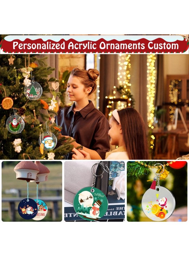 Cludoo 4 Inch Acrylic Ornaments Blanks, 30pcs Clear Round Acrylic Ornament Blanks, Acrylic Circle Disc Ornament Blanks with Hole for Vinyl, Christmas Decor, Engraving, Painting, and DIY Crafting - Image 2