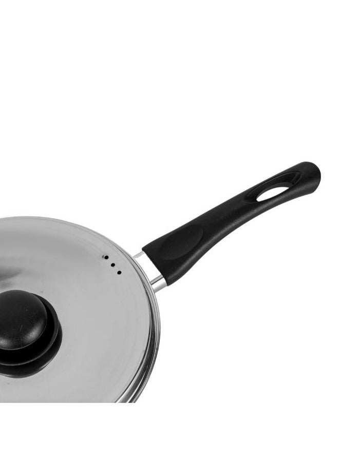 Royalford 20 cm Aluminum Nonstick Frypan with Stainless Steel Lid / Strong Body with 3 Layer Coating and Heat Resistant Bakelite Handle / Not Compatible with Induction Stovetops / Perfect for Frying, Sauting, Tempering / Black Assorted - Image 3