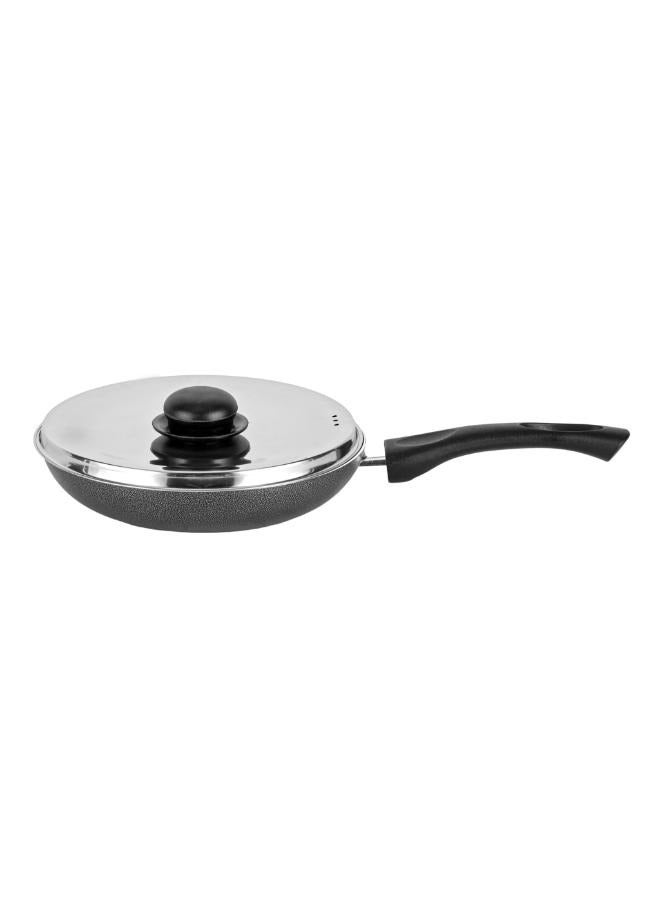 Royalford 20 cm Aluminum Nonstick Frypan with Stainless Steel Lid / Strong Body with 3 Layer Coating and Heat Resistant Bakelite Handle / Not Compatible with Induction Stovetops / Perfect for Frying, Sauting, Tempering / Black Assorted - Image 2