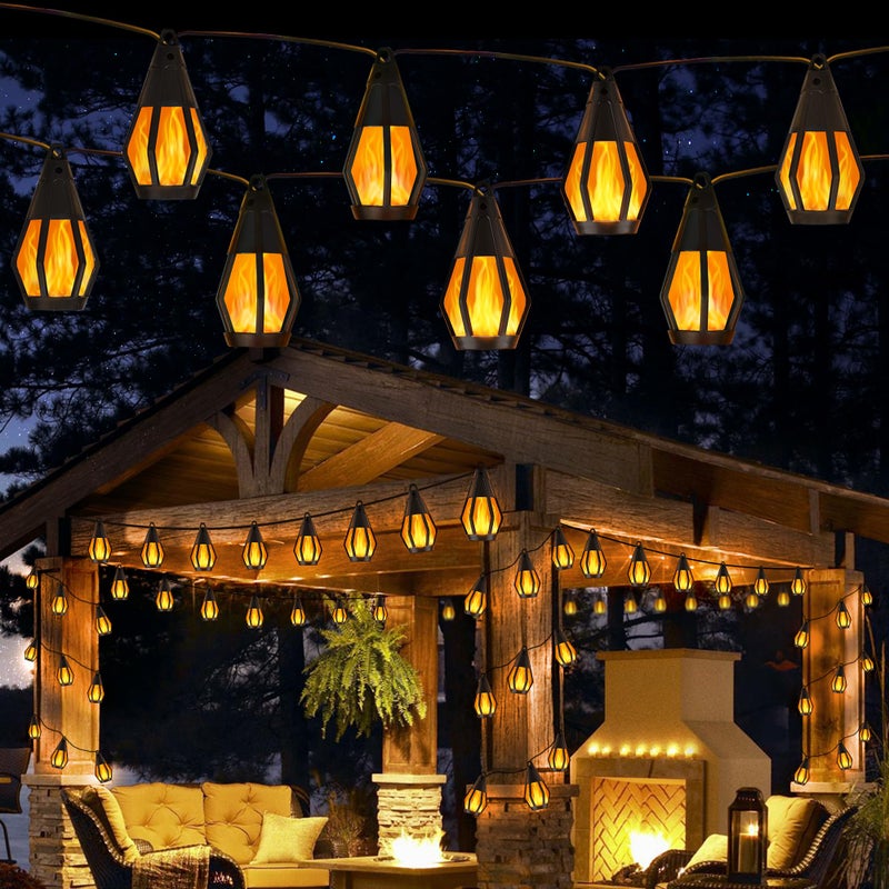 Jnaurb Solar String Lights for Outside 21Ft Patio Lights with 10 Flickering Flame Light Bulbs Waterproof Warm White Solar Powered Outdoor Light for Garden Yard Patio Gazebo Bistro Cafe Party Decor - Image 2