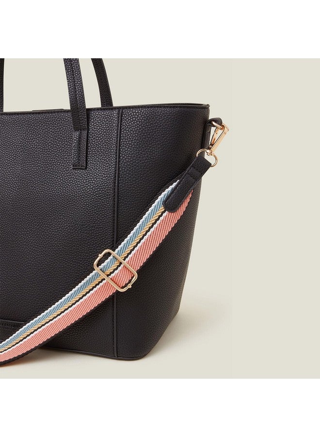 Accessorize London Women's Black Faux Leather Shoulder Bag - Image 5