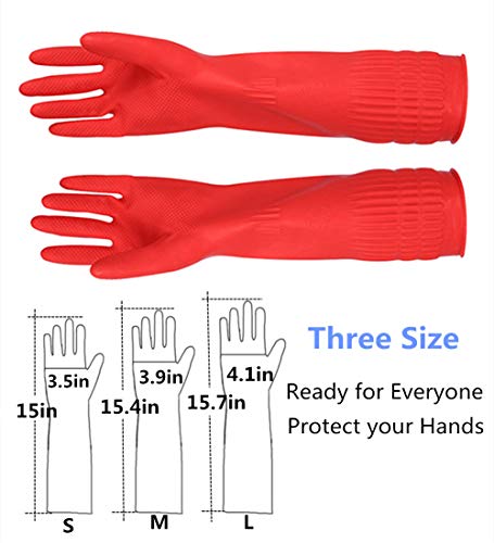 YSLON Rubber Cleaning Gloves Kitchen Dishwashing Glove 3-Pairs,Waterproof Reuseable.(Medium) - Image 2