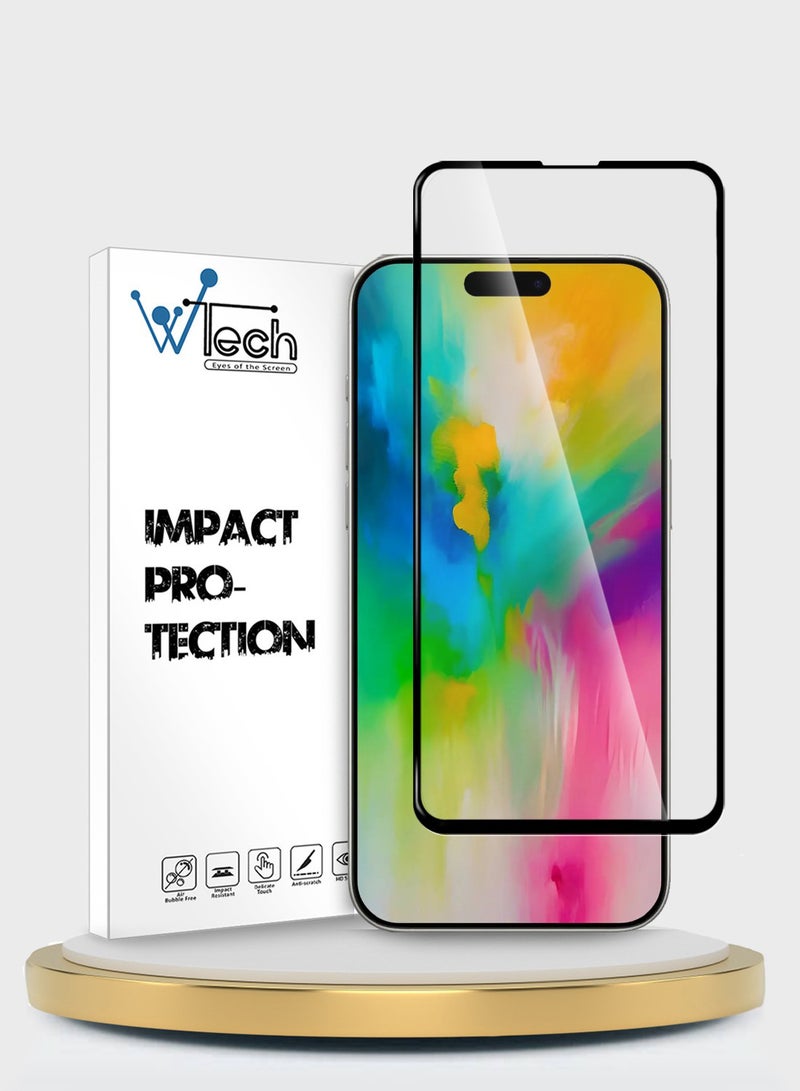 Wtech Apple iPhone 16 Pro Max 2024 Premium E2E Series Full Glue Full Cover Tempered Glass Screen Protector - Clear/Black