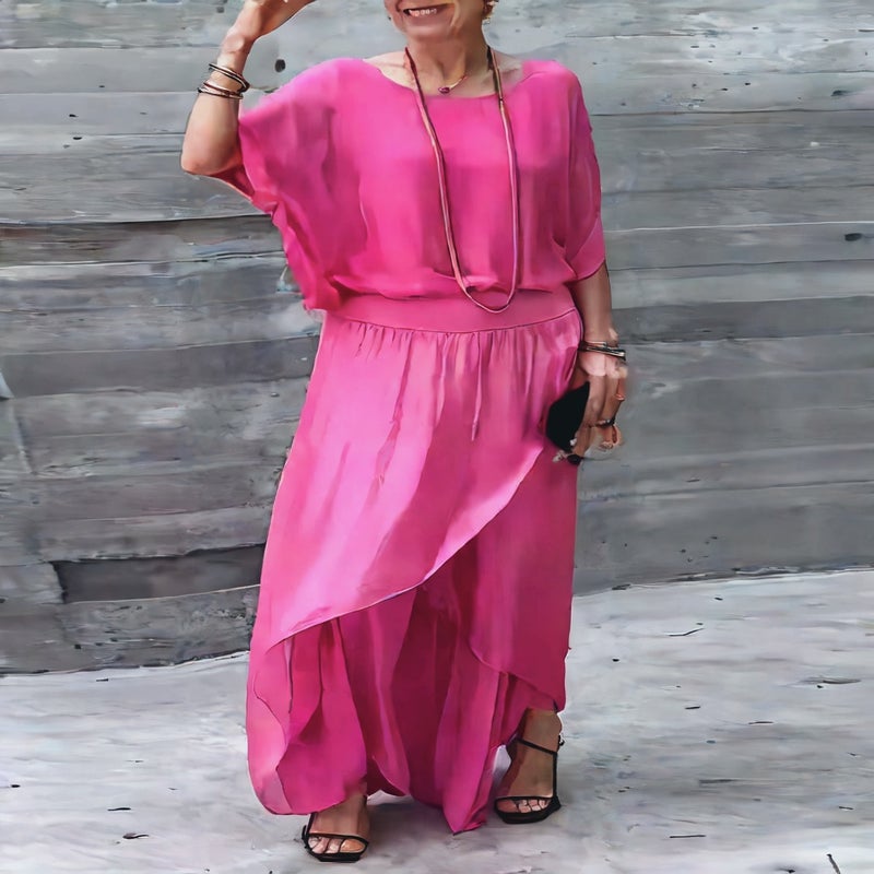 Loose Comfortable Top Split Leg Wide Leg Pants Chiffon Casual Set - Image 4