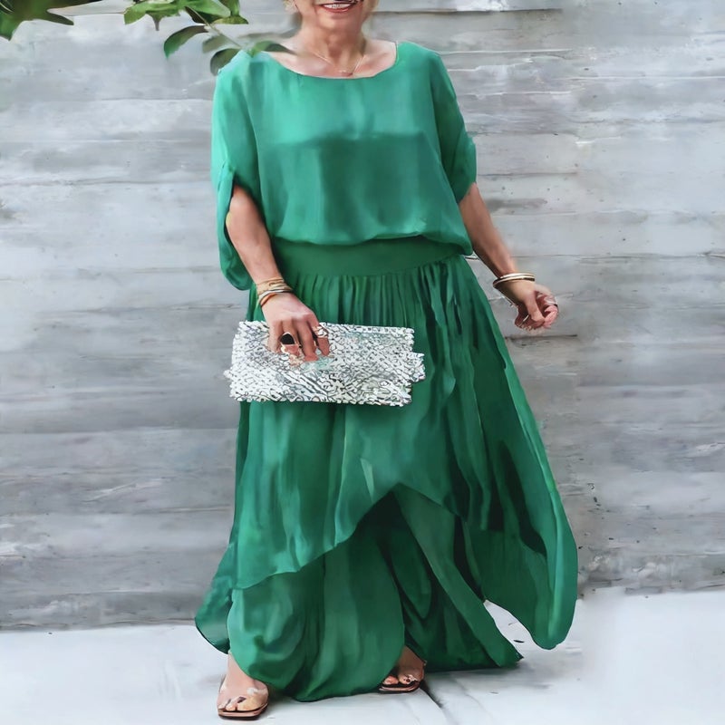 Loose Comfortable Top Split Leg Wide Leg Pants Chiffon Casual Set - Image 2
