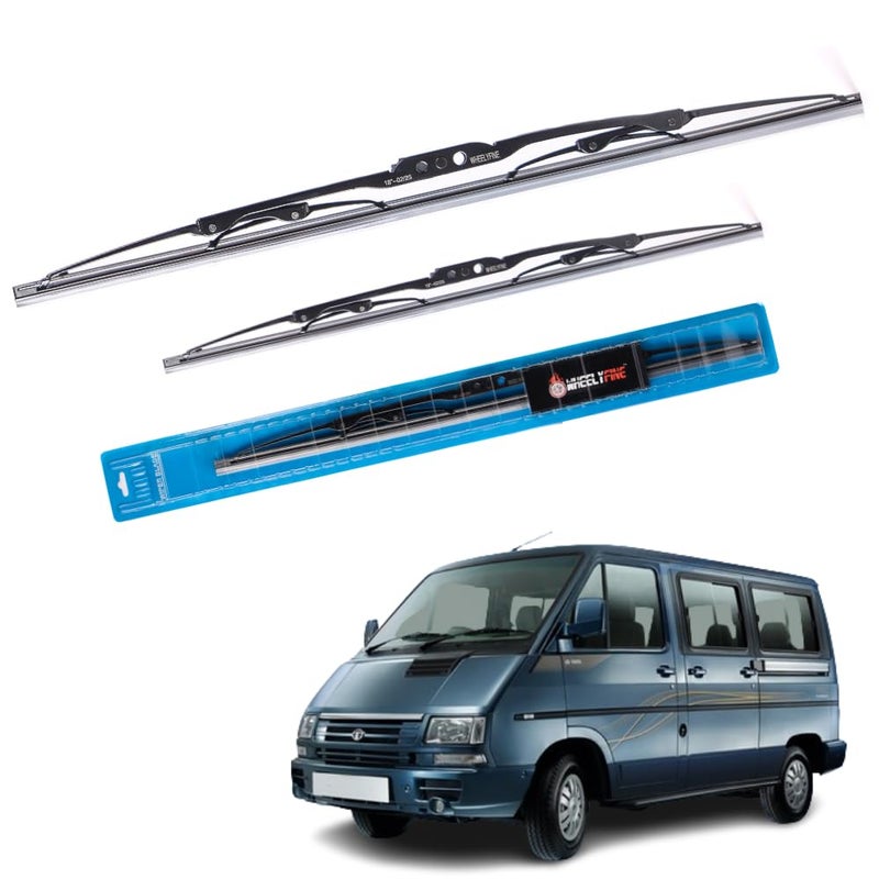 Wheelyfine Car Wiper Blades | Metal Frame | Water Repellent Windshield Wipers | Blade Refills (Tata Winger (2007 Onwards) Dr 21"/Pa 21") - Image 1