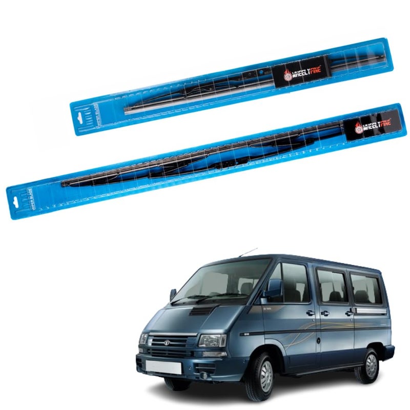 Wheelyfine Car Wiper Blades | Metal Frame | Water Repellent Windshield Wipers | Blade Refills (Tata Winger (2007 Onwards) Dr 21"/Pa 21") - Image 2