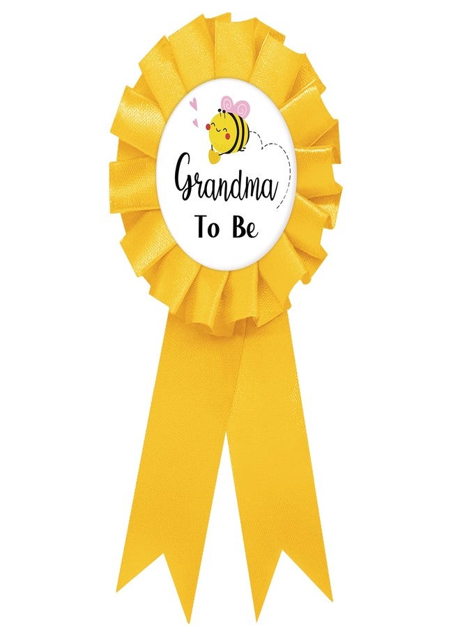 SUPERLUBY Grandma To Bee Tinplate Badge Pin, Bee Grandma to Be Pin for Women, Bee Gender Reveal Brooch Button, Yellow Rosette New Grandma Award Ribbon for Baby Shower/Newborn Baby Party Celebration - Image 1