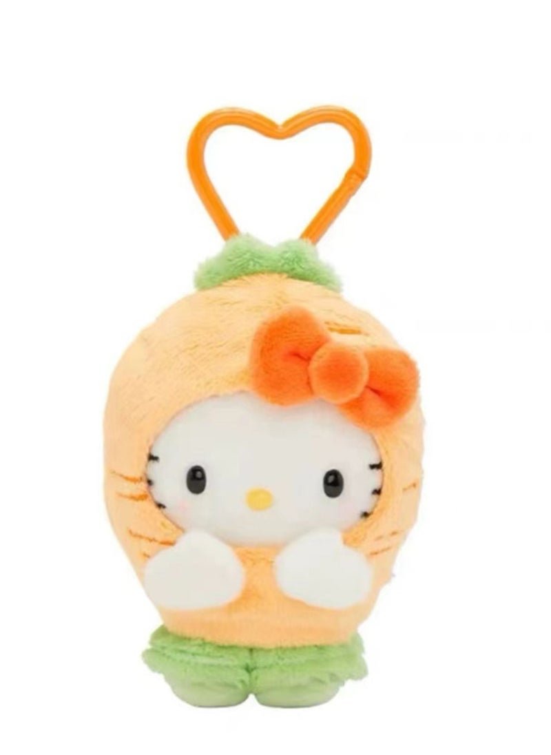 (Carrot) Cute Vegetable Story Fruit and Vegetable Series KT Cat Plush Toy Keychain Decoration  - Image 1