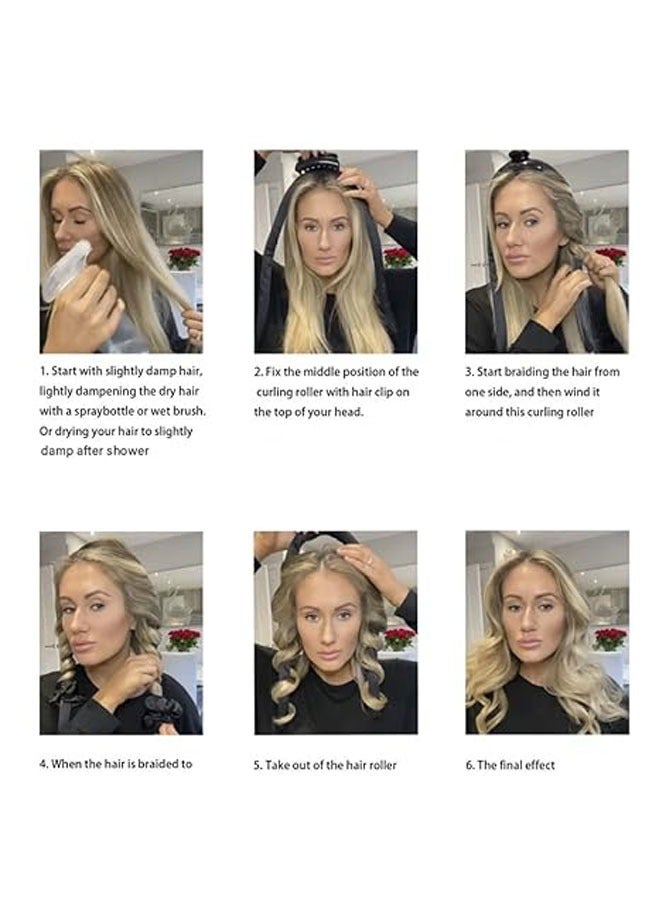 general Heat-free curling iron, silk headband, with hairpins, soft and natural curls and waves to do your own, styling tool for sleeping overnight (black) - Image 5