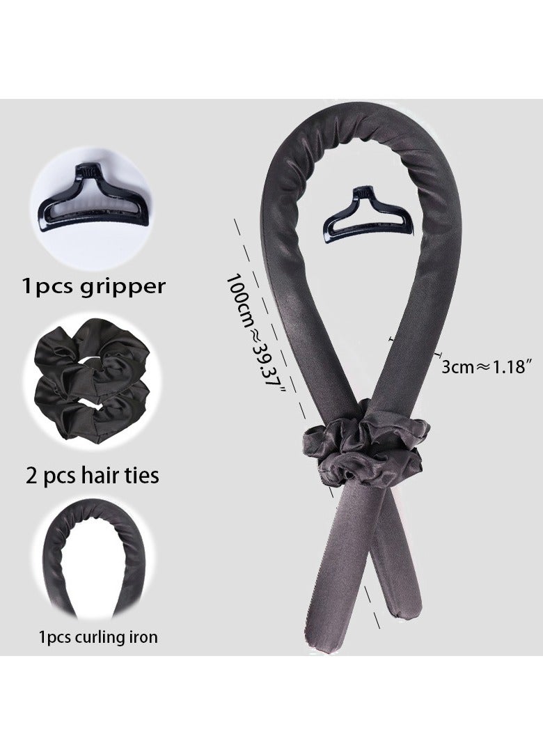 general Heat-free curling iron, silk headband, with hairpins, soft and natural curls and waves to do your own, styling tool for sleeping overnight (black) - Image 4