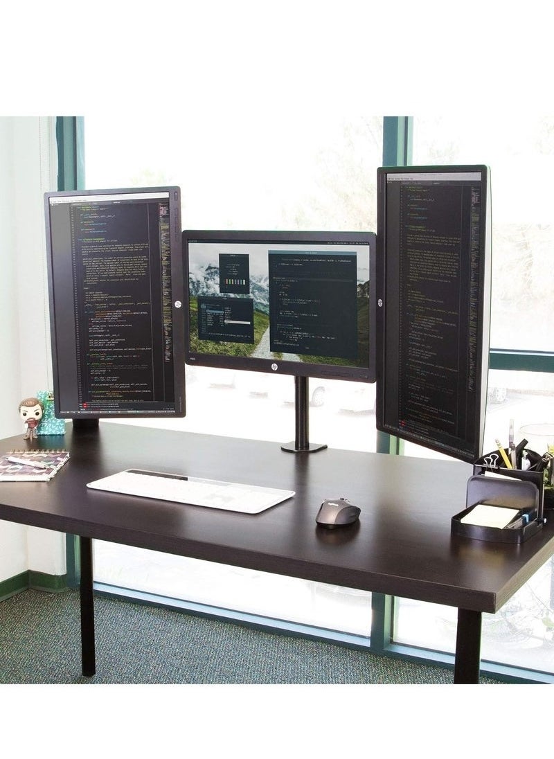 JAJEEK Triple Monitor Desk Mount – 3 Screen Stand with Clamp & Grommet Base, Fits 24-32 Inch Monitors – Adjustable, Ergonomic, Sturdy & Space-Saving Mount for Home Office, Gaming, and Professional Setups – VESA Compatible, Easy Assembly  - Image 2