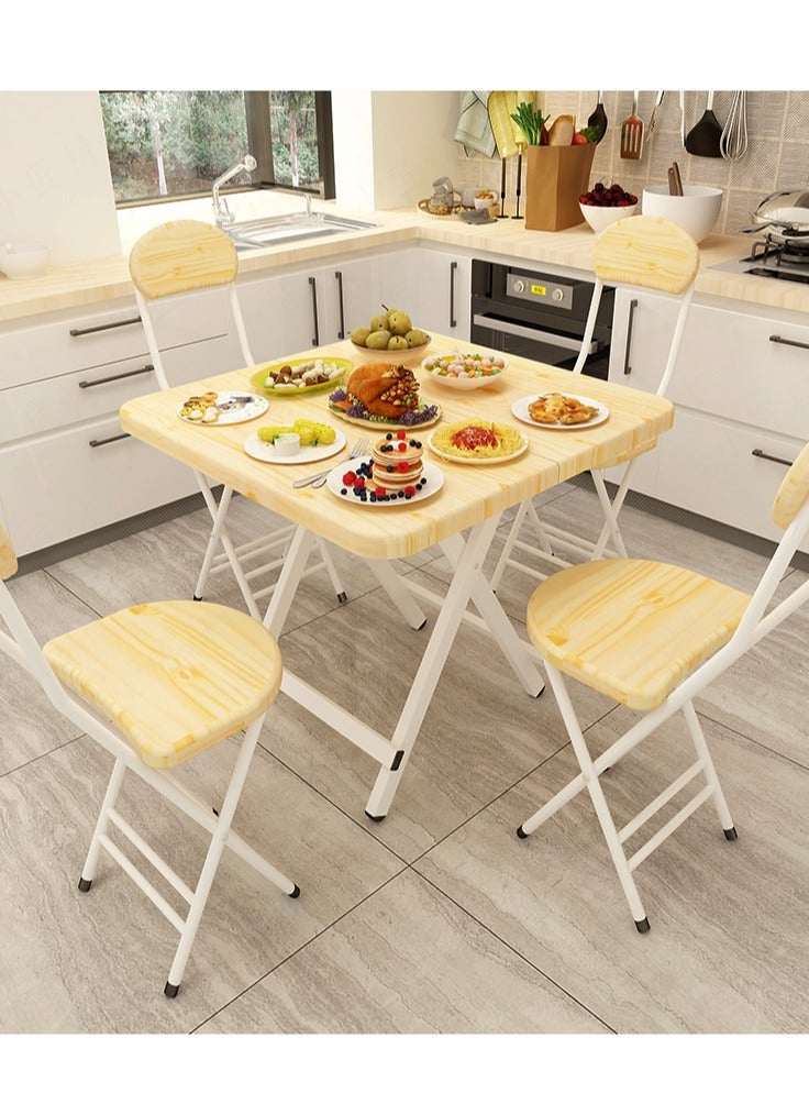 Generic Folding Table Dining Table Camping Table Wooden Square Leisure Table Portable Dinner Table for Living Room Garden Picnic Coffee Shop（Light Wood Ggrain，80*80cm）  - Image 3