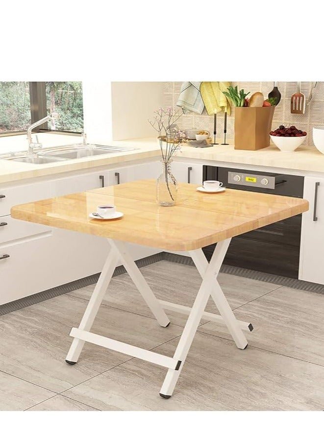 Generic Folding Table Dining Table Camping Table Wooden Square Leisure Table Portable Dinner Table for Living Room Garden Picnic Coffee Shop（Light Wood Ggrain，80*80cm）  - Image 2