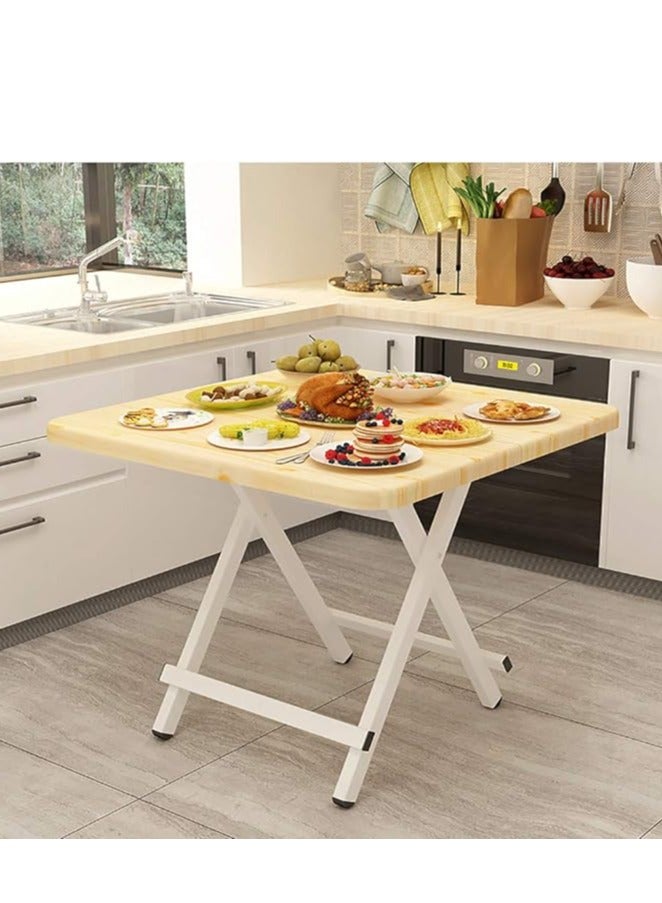 Generic Folding Table Dining Table Camping Table Wooden Square Leisure Table Portable Dinner Table for Living Room Garden Picnic Coffee Shop（Light Wood Ggrain，80*80cm）  - Image 1