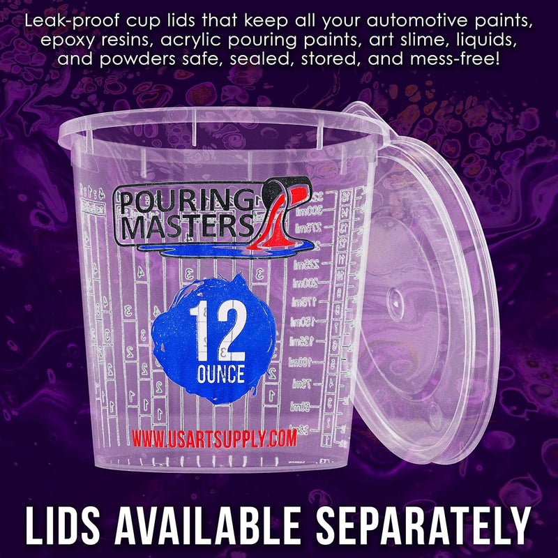 Pouring Masters 12 Ounce (350ml) Graduated Plastic Mixing Cups (Box of 20) - Paint Mixing Cups for Epoxy Resin, Art, Kitchen, Baking - Measurements in OZ and ML, 4 Different Measuring Ratios 1:1 - Image 5