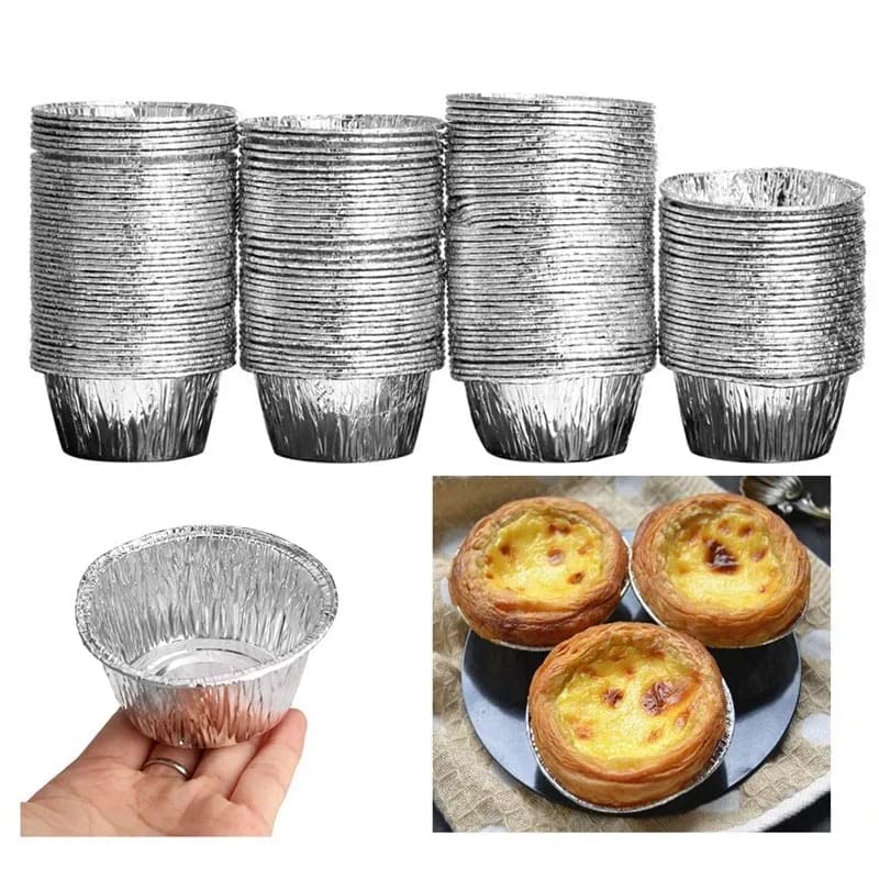 Kunya® Aluminium Foil Disposable Cups Baking Bake Muffin Choco Lava Cupcake Tin Mold Round, 50- Pieces - Image 2