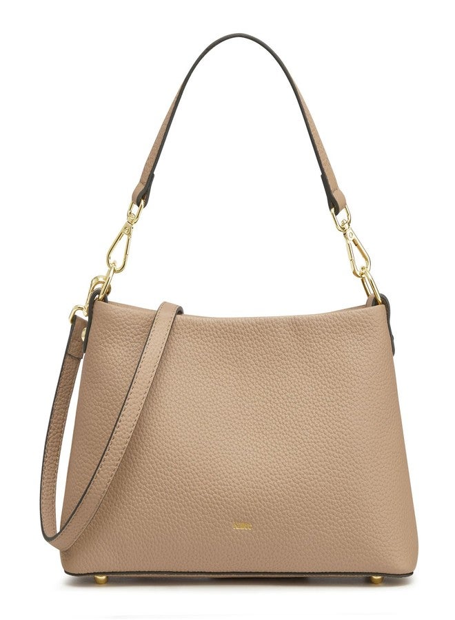 Kattee Genuine Leather Crossbody Bags for Women 2025 Trendy, Top Grain Leather Tote Purses Shoulder Handbags with 2 Removable Straps, Apricot - Image 1