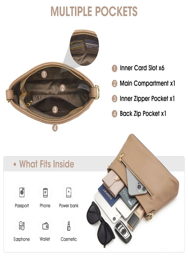 Kattee Genuine Leather Crossbody Bags for Women 2025 Trendy, Top Grain Leather Tote Purses Shoulder Handbags with 2 Removable Straps, Apricot - Image 5