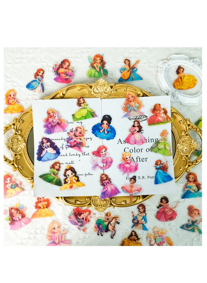 مجموعة ملصقات الحيوانات الأليفة من 50 قطعة من سلسلة أميرات القصص الخيالية، ملصقات زخرفية يدوية الصنع، ملصقات سجل القصاصات، ملصقات مكافأة للأطفال - Image 1