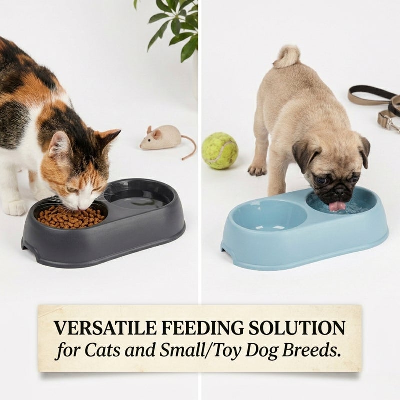 بلاستيك فورت وعاء طعام وماء مزدوج للحيوانات الأليفة من بلاستيك فورتي دانا، وعاء بلاستيكي لإطعام القطط والكلاب الصغيرة، طبق مزدوج لإطعام الحيوانات الأليفة، متين وسهل التنظيف، تصميم مانع للانزلاق، 25 × 14 × 5 سم، ألوان متنوعة - Image 3