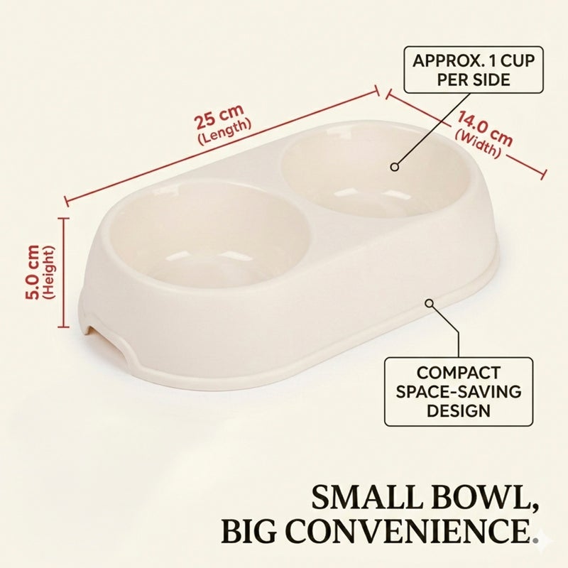 بلاستيك فورت وعاء طعام وماء مزدوج للحيوانات الأليفة من بلاستيك فورتي دانا، وعاء بلاستيكي لإطعام القطط والكلاب الصغيرة، طبق مزدوج لإطعام الحيوانات الأليفة، متين وسهل التنظيف، تصميم مانع للانزلاق، 25 × 14 × 5 سم، ألوان متنوعة - Image 4