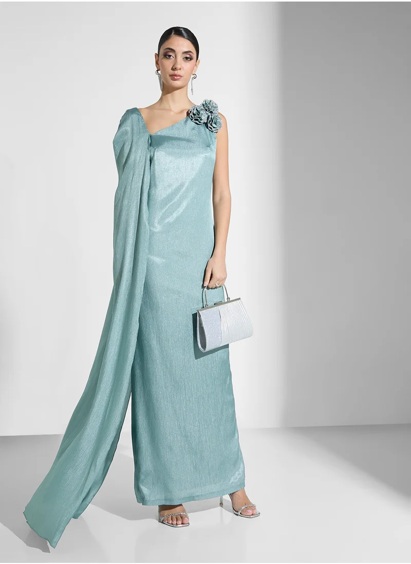 Namshi x One Shoulder Dress With Exaggerated Sleeve Trail