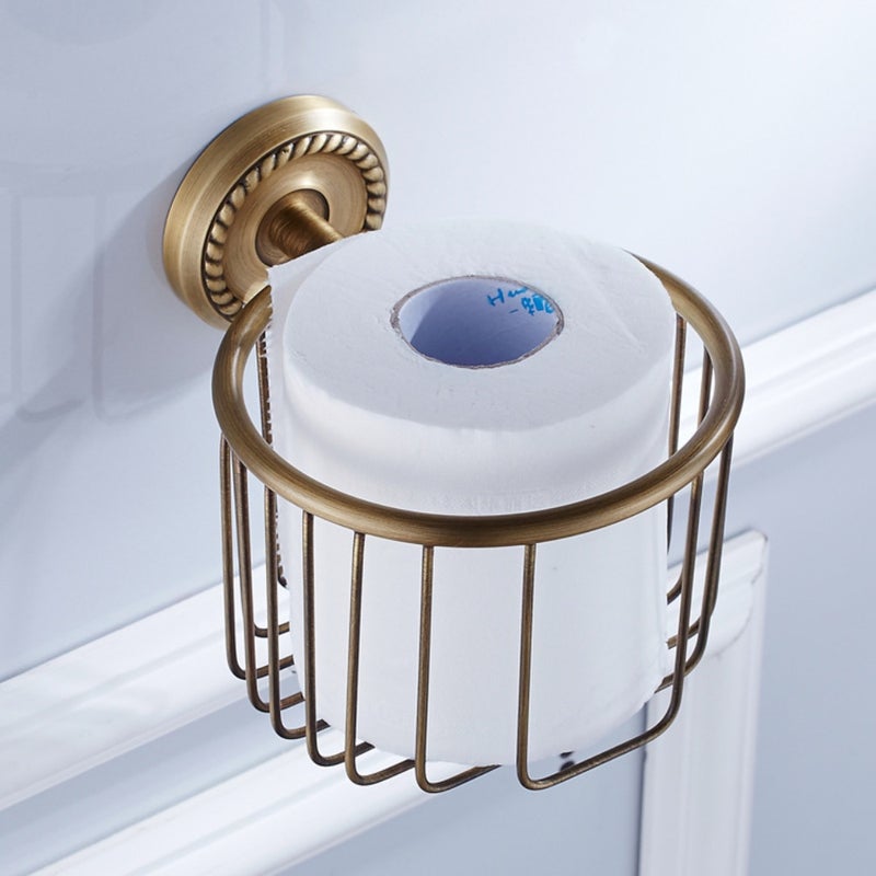 Vintage Copper Bathroom Holder - Antiqu Wall-Mounted Paper Basket with Retro Finish - Image 2