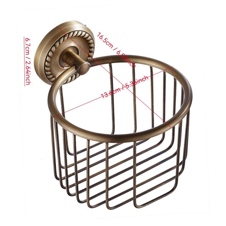 Vintage Copper Bathroom Holder - Antiqu Wall-Mounted Paper Basket with Retro Finish - Image 5