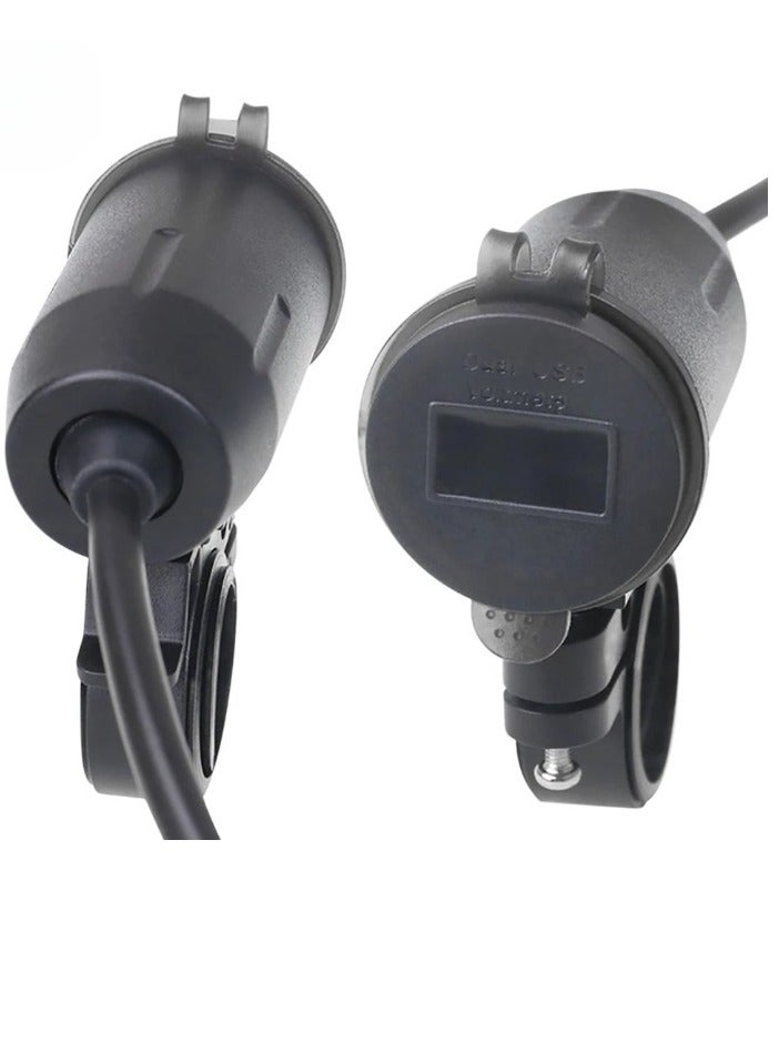 AROAQ Motorcycle USB Charger, Dual USB QC3.0 LED Voltmeter Display USB Charger, Waterproof Fast Power Motorcycle Handlebar Adapter Charger, Durable USB Cell Phone Charger For Motorbike, (Red Display) - Image 3