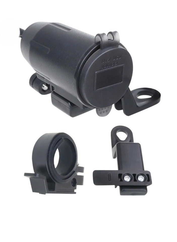 AROAQ Motorcycle USB Charger, Dual USB QC3.0 LED Voltmeter Display USB Charger, Waterproof Fast Power Motorcycle Handlebar Adapter Charger, Durable USB Cell Phone Charger For Motorbike, (Red Display) - Image 4