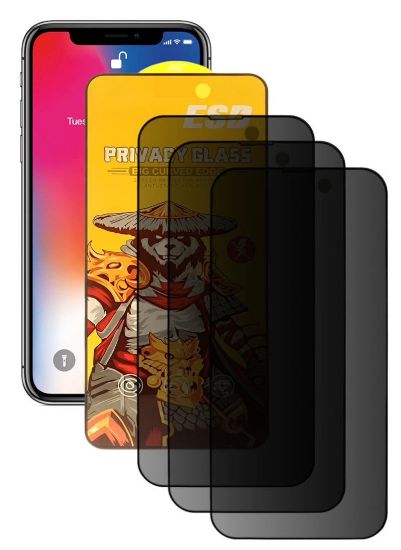 ESD 3 Pieces Tempered Dustproof Privacy Glass Screen Protector Compatible For iPhone X - Image 1