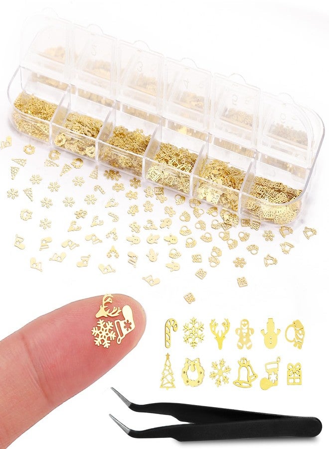 Naler 1200 PCS Tiny Christmas Ornaments for Crafts - 0.2 Inch Metal Embellishments for DIY Crafts, Scrapbooking, Nail Art Accessories, Decorations & Card Making Supplies - Image 1