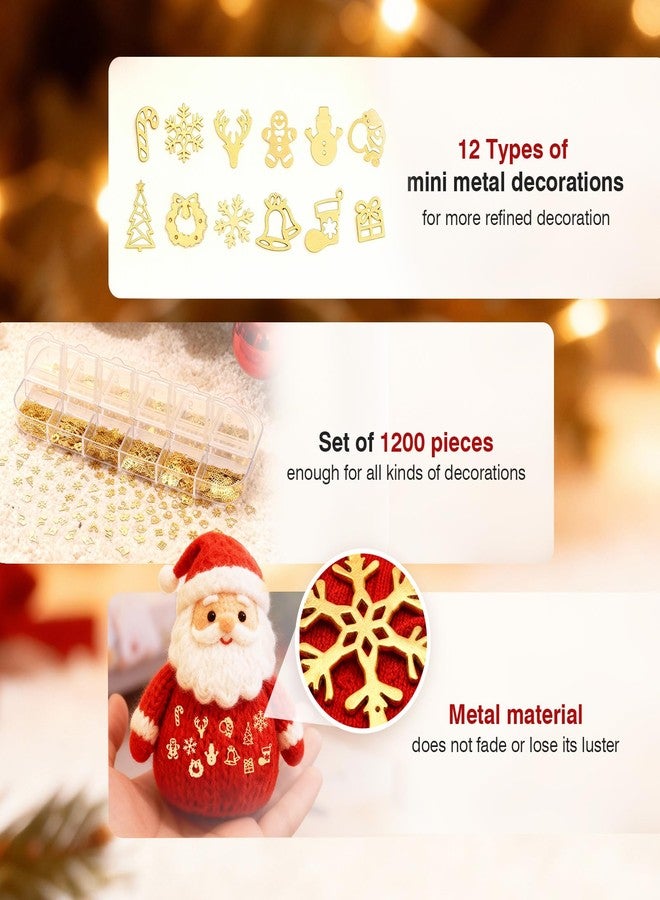 Naler 1200 PCS Tiny Christmas Ornaments for Crafts - 0.2 Inch Metal Embellishments for DIY Crafts, Scrapbooking, Nail Art Accessories, Decorations & Card Making Supplies - Image 3