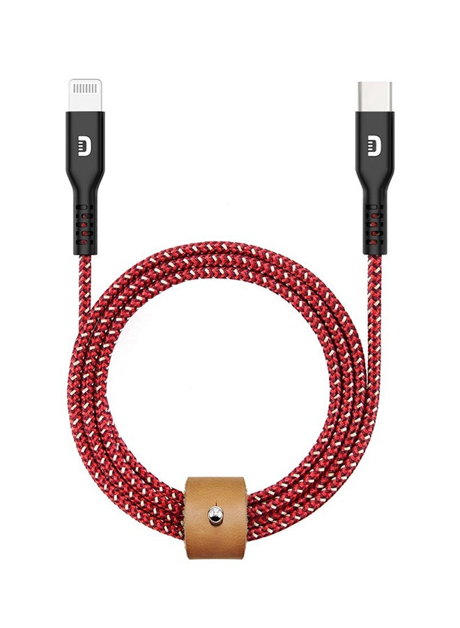 Ultra-Durable Kevlar Braided USB To Lightning Cable Red