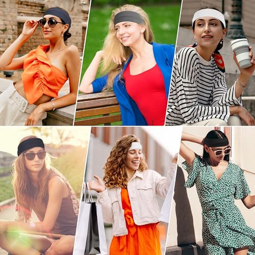 Ztomine Headbands for Women, 8pcs Stretchy Non Slip Soft Cotton Cloth Hair Bands for Sports, Workout, Yoga and Running - Image 3