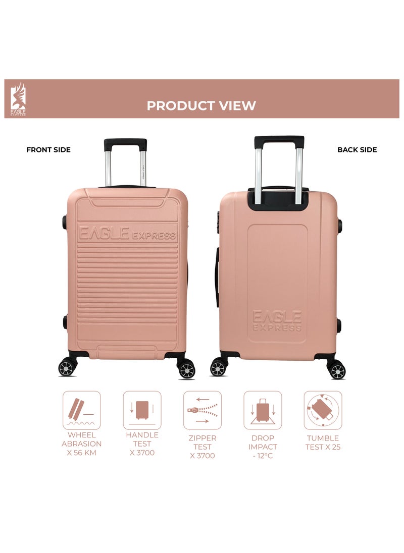 Eagle Express DEFENDER ABS HARD TROLLEY 20,24,28 inch 3 Piece Set BABY PINK  - Image 3