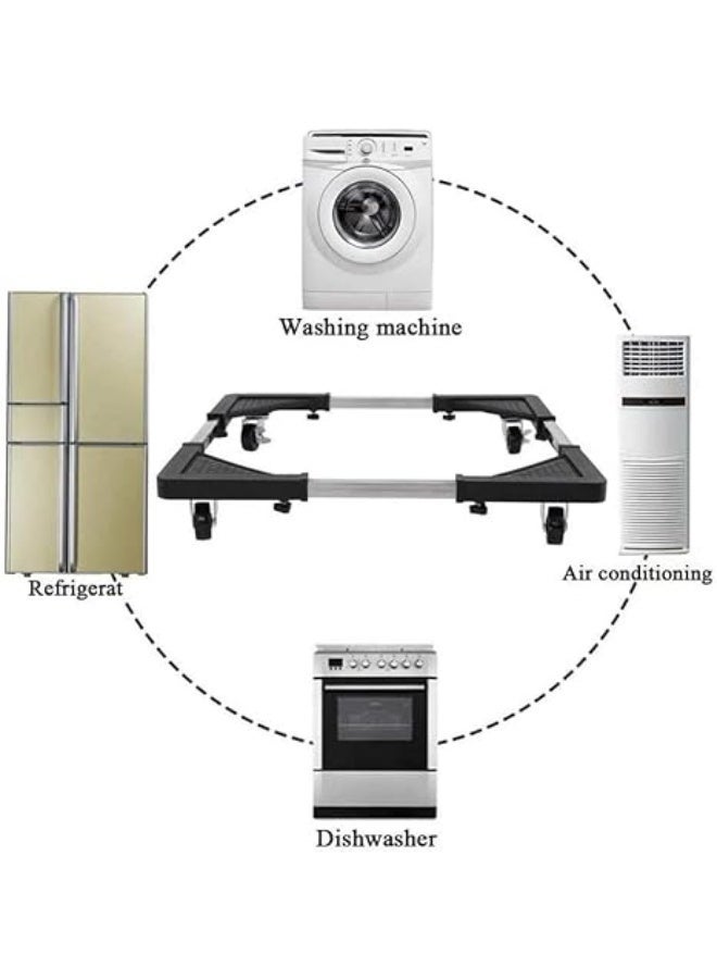 Movable Adjustable Mobile Floor Roller for Freezer Washing Stand Mobile Roller with 4 Locking Wheels - Multifunctional Moving Base for Dryer Washing Machine and Refrigerator - Image 1