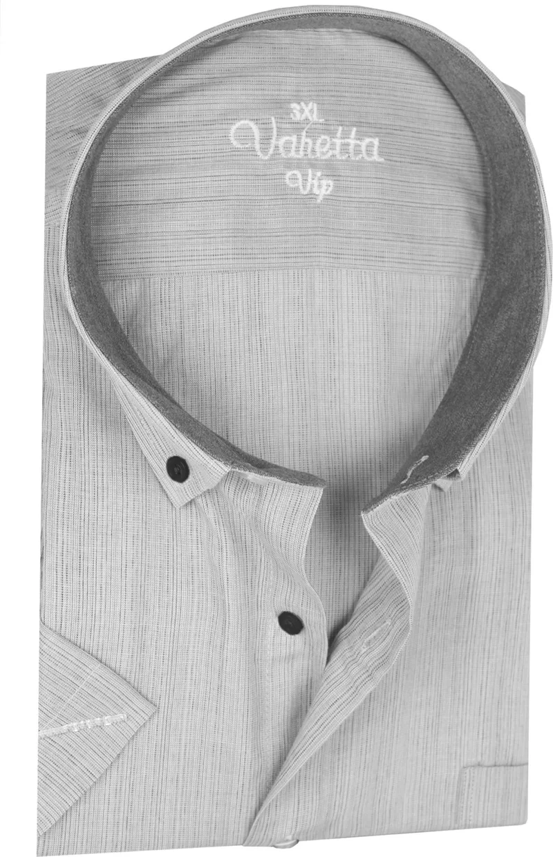 Varetta Men's Gray Plus Size Plain Short Sleeve Summer Cotton Shirt