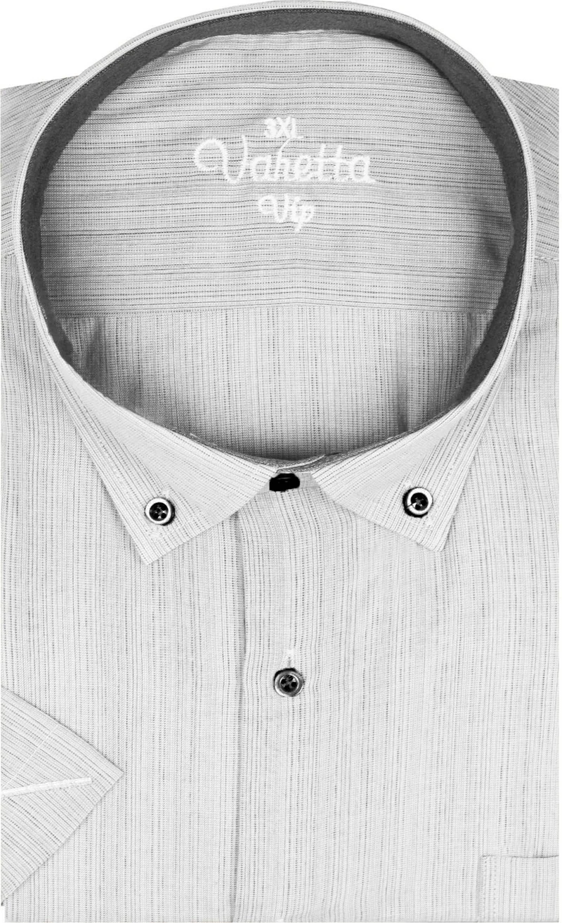 Varetta Men's Gray Plus Size Plain Short Sleeve Summer Cotton Shirt