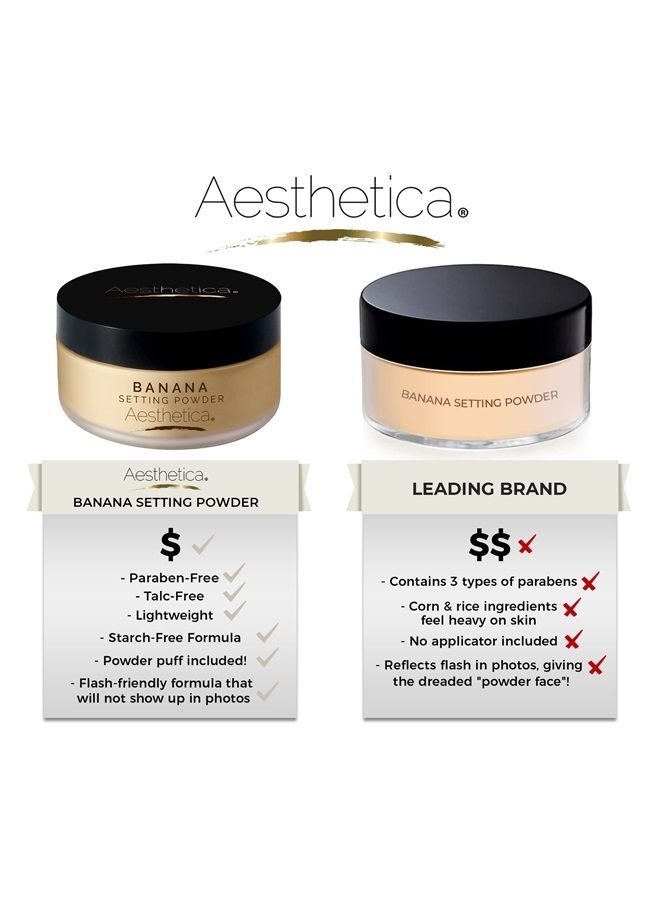 Aesthetica بودرة تثبيت فضفاضة بالموز - لمسة نهائية مطفية فائقة الصداقة مع الضوء وهايلايتر وبودرة إنهاء - تشمل فوفة فلوور - Image 3