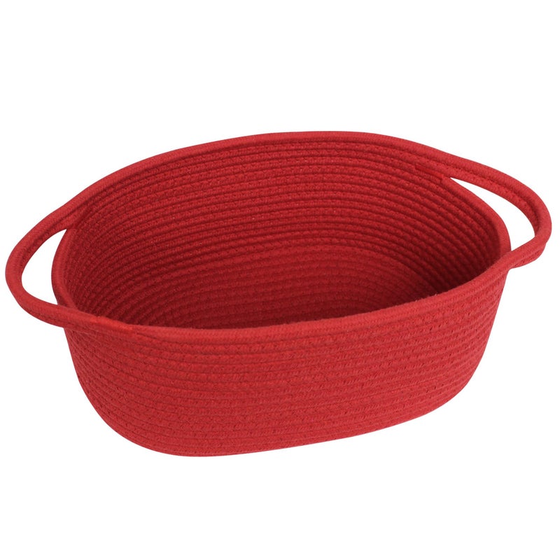 MEGASKET Red Woven Basket 13 x 9 x 5 Baskets for Gifts Empty Cute Cotton Rope Cat Dog Toy Bin Box Small Woven Bin for Organizing Red Room Decor Nursery Cloth Diaper Storage Organizer - Image 2
