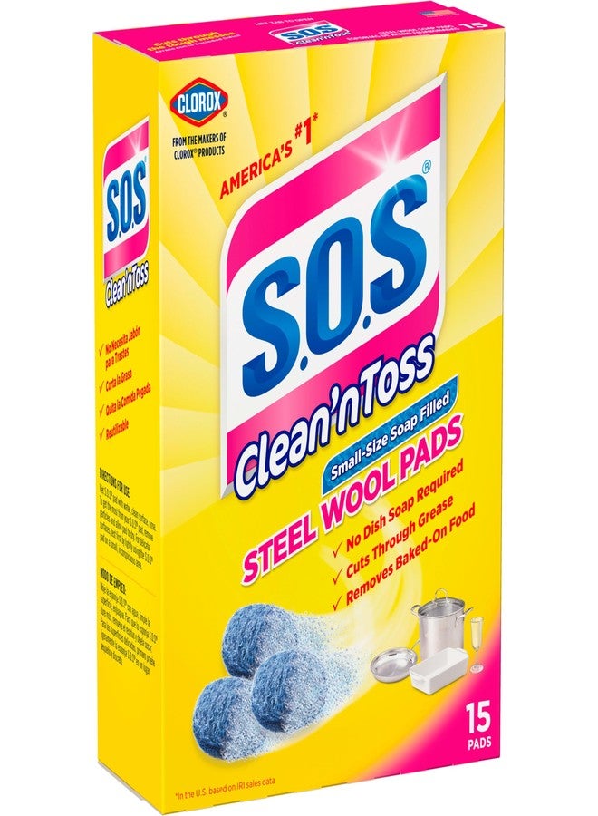 S.O.S Clean n Toss Steel Wool Soap Pads, 15 Count (Pack of 6) - Image 3