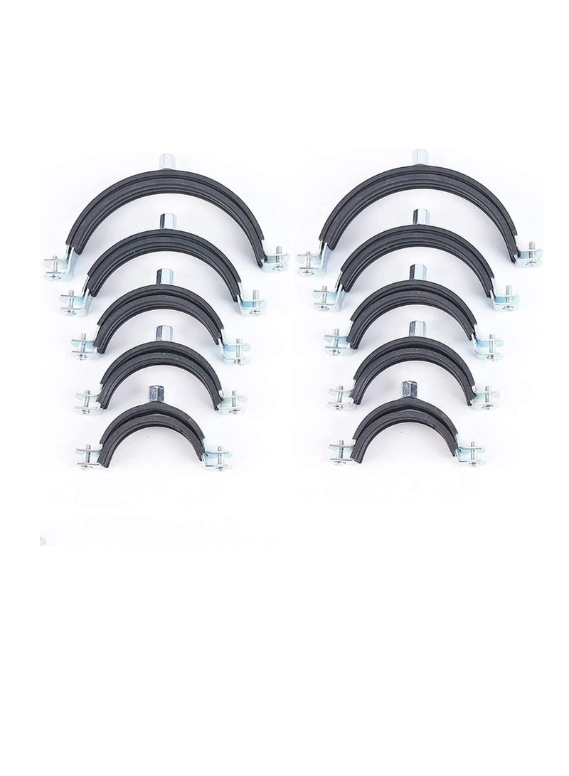 Heavy Duty Adjustable Two-screw Pipe Galvanized Iron (GI) Clamp with Rubber Lined or Unlined for Wall Ceiling Mount Pipe Supports, Split Ring Hanger (1.1/4 Inch, Pack of 10)  - Image 1